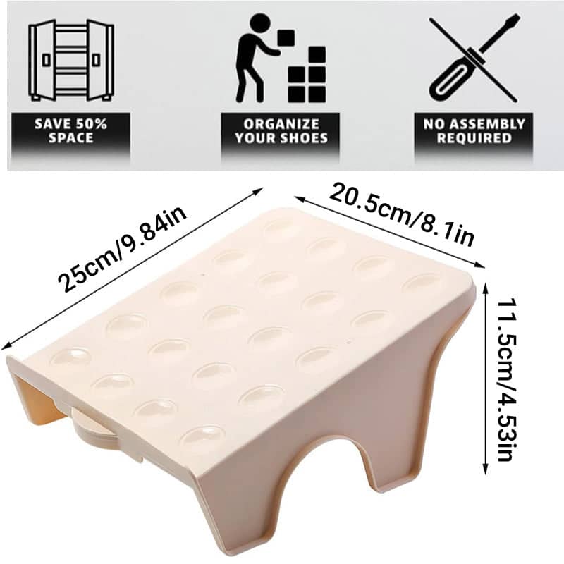 Double Layer Shoe Rack Organiser, Set of 5 - Beige - view 4
