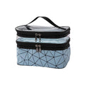 Double Layer Waterproof Cosmetic Bag with Clear Top - Light Blue