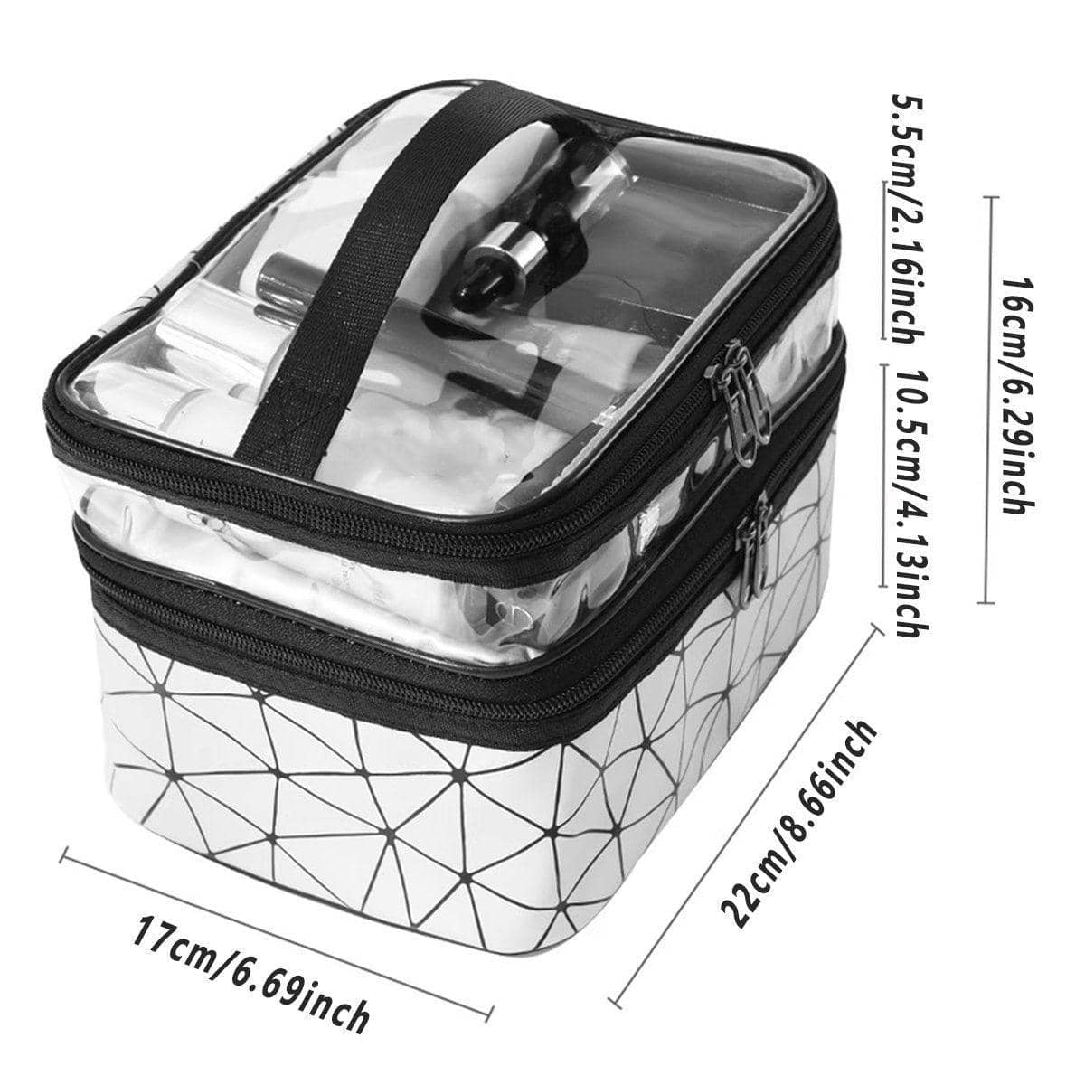 Double Layer Waterproof Cosmetic Bag with Clear Top - Light Blue - view 4