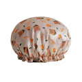 Double Layer Waterproof Shower Cap, 24 cm - Beige Bear and Orange Print