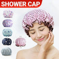 Double Layer Waterproof Shower Cap, 24 cm - Dark Blue Daisy Print - view 2