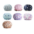 Double Layer Waterproof Shower Cap, 24 cm - Dark Blue Daisy Print - view 3