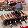 Double Layer Wooden Wine Rack for 8 Bottles, Bar and Kitchen Display Stand