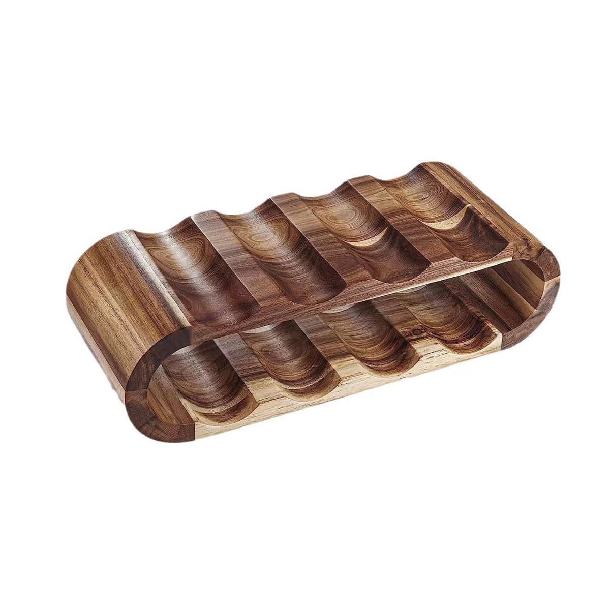 Double Layer Wooden Wine Rack for 8 Bottles, Bar and Kitchen Display Stand - view 2