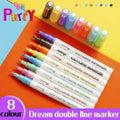 Double Line Outline Marker Pens, Metallic - 8 Colour Set