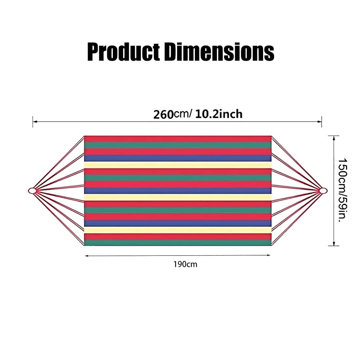 Double Outdoor Hammock with Straps for Camping, 260 x 150 cm - Red - view 4