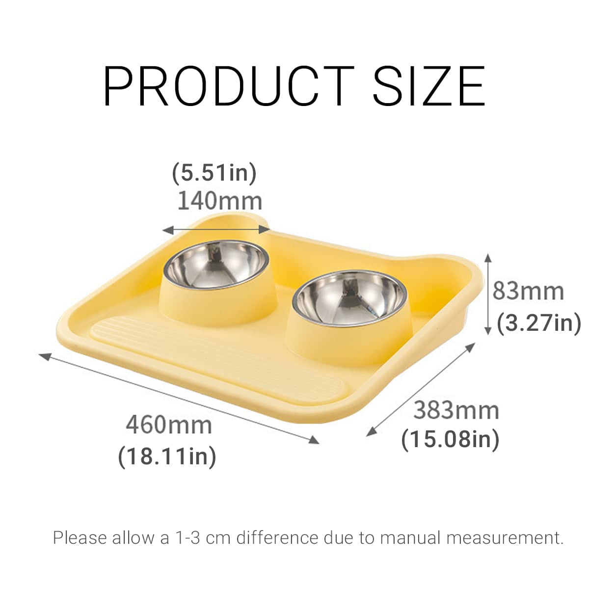 Double Pet Feeding Bowl Set with Tilted Anti Spill Tray for Dogs and Cats - view 3