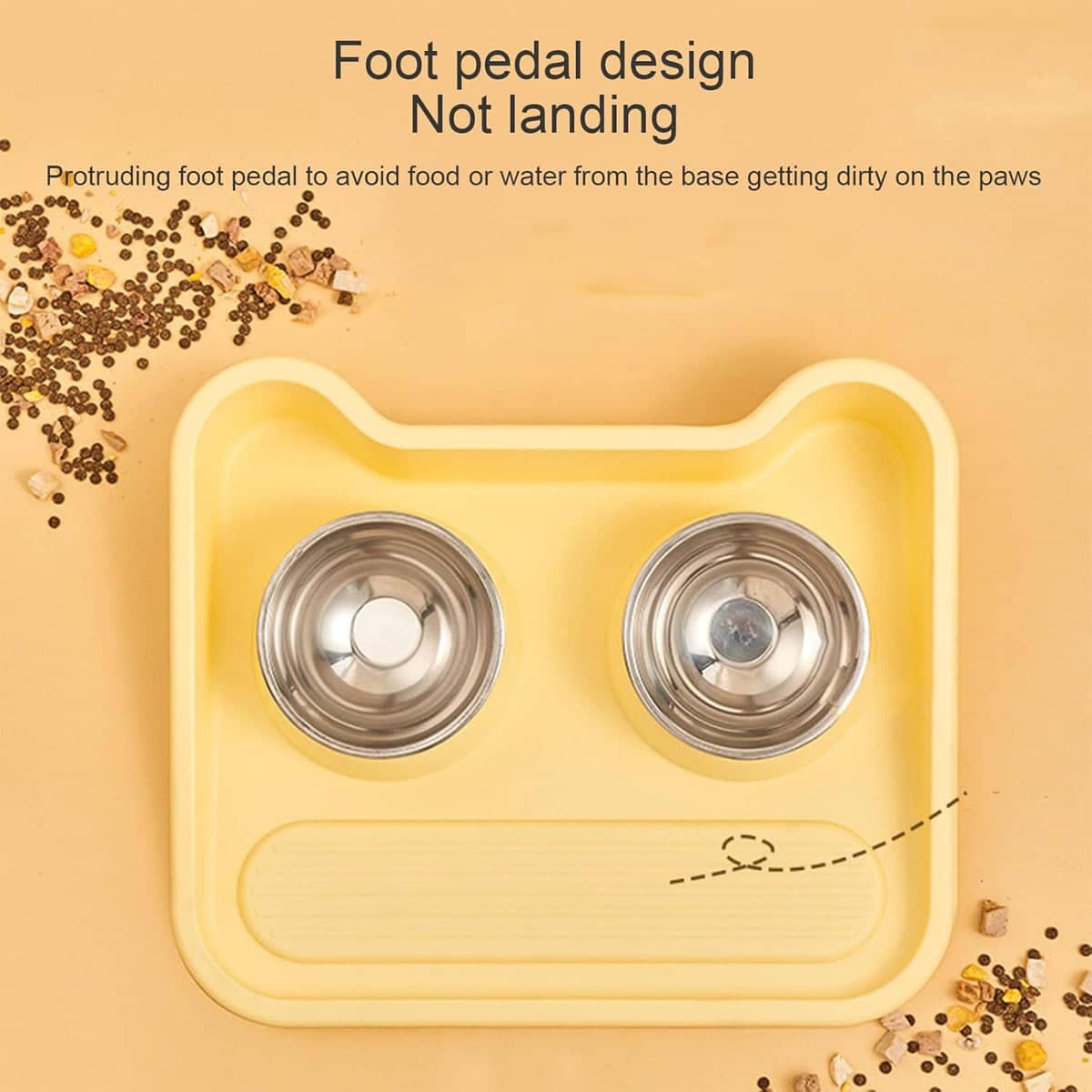 Double Pet Feeding Bowl Set with Tilted Anti Spill Tray for Dogs and Cats - view 4