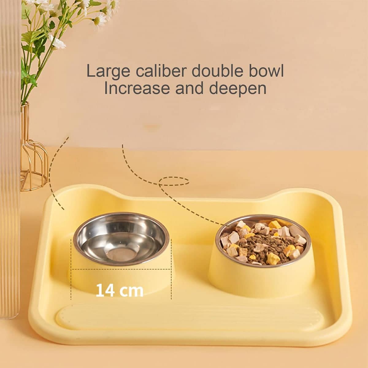 Double Pet Feeding Bowl Set with Tilted Anti Spill Tray for Dogs and Cats - view 5