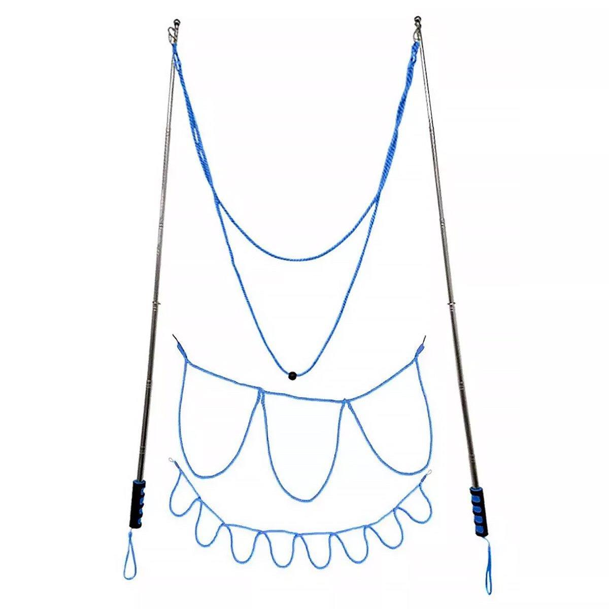 Double Pole Giant Bubble Wand with 3 Bubble Ropes - Blue