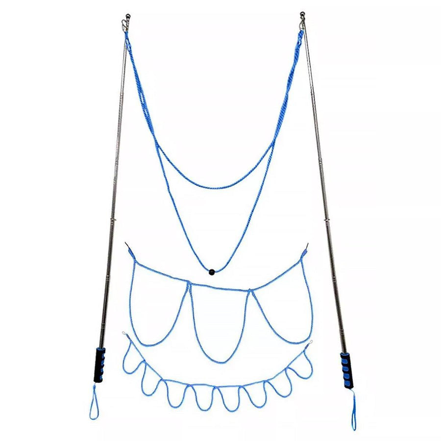 Double Pole Giant Bubble Wand with 3 Bubble Ropes - Blue