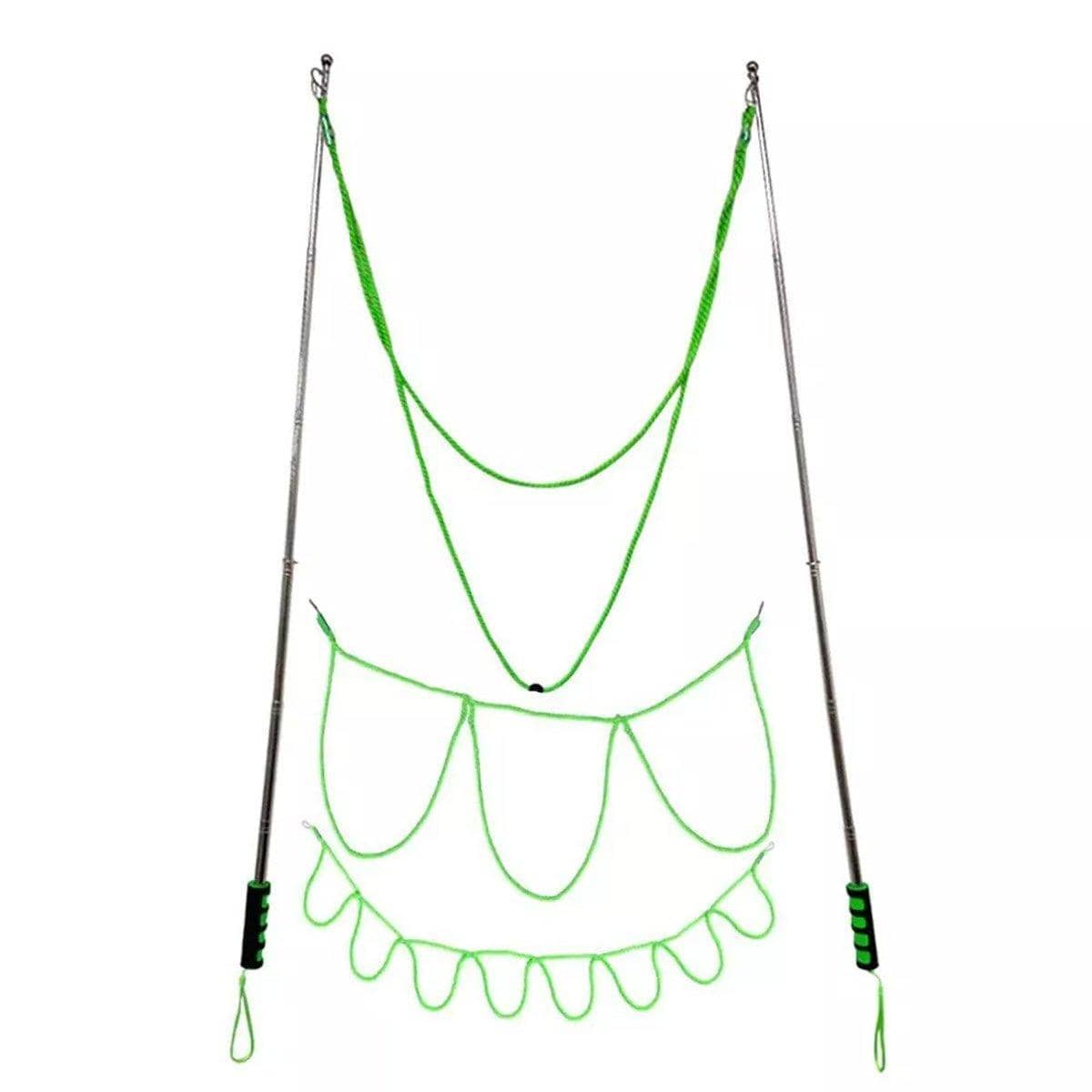 Double Pole Giant Bubble Wand with 3 Bubble Ropes - Green