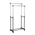 Double Rail Clothes Drying Rack with Wheels, Stainless Steel - Non Retractable