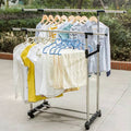 Double Rail Clothes Drying Rack with Wheels, Stainless Steel - Non Retractable - view 5