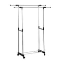Double Rail Clothes Drying Rack with Wheels, Stainless Steel - Retractable