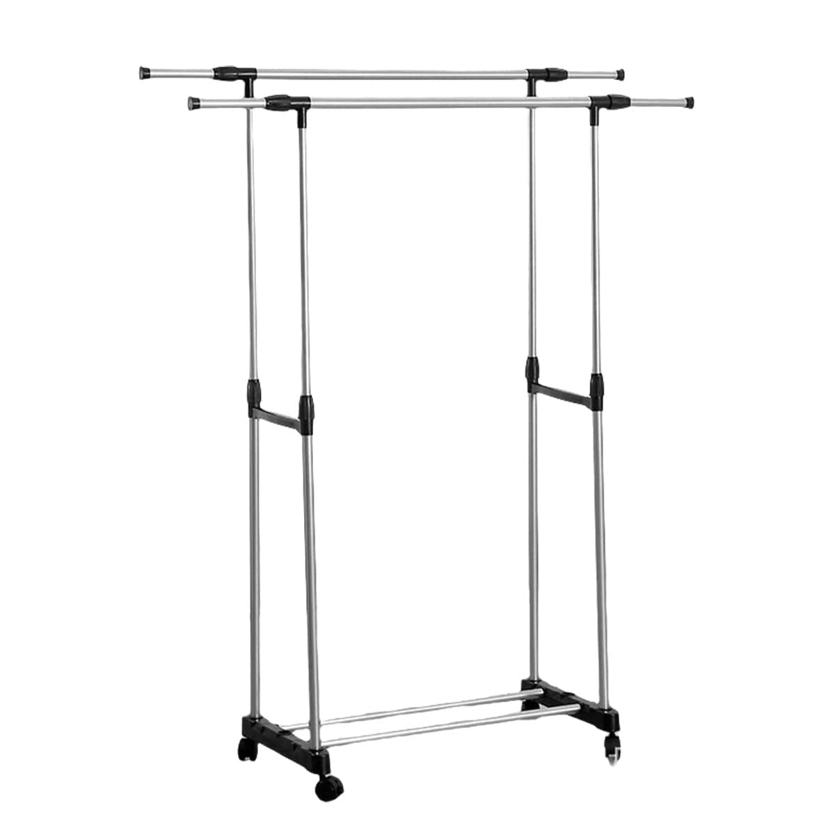 Double Rail Clothes Drying Rack with Wheels, Stainless Steel - Retractable