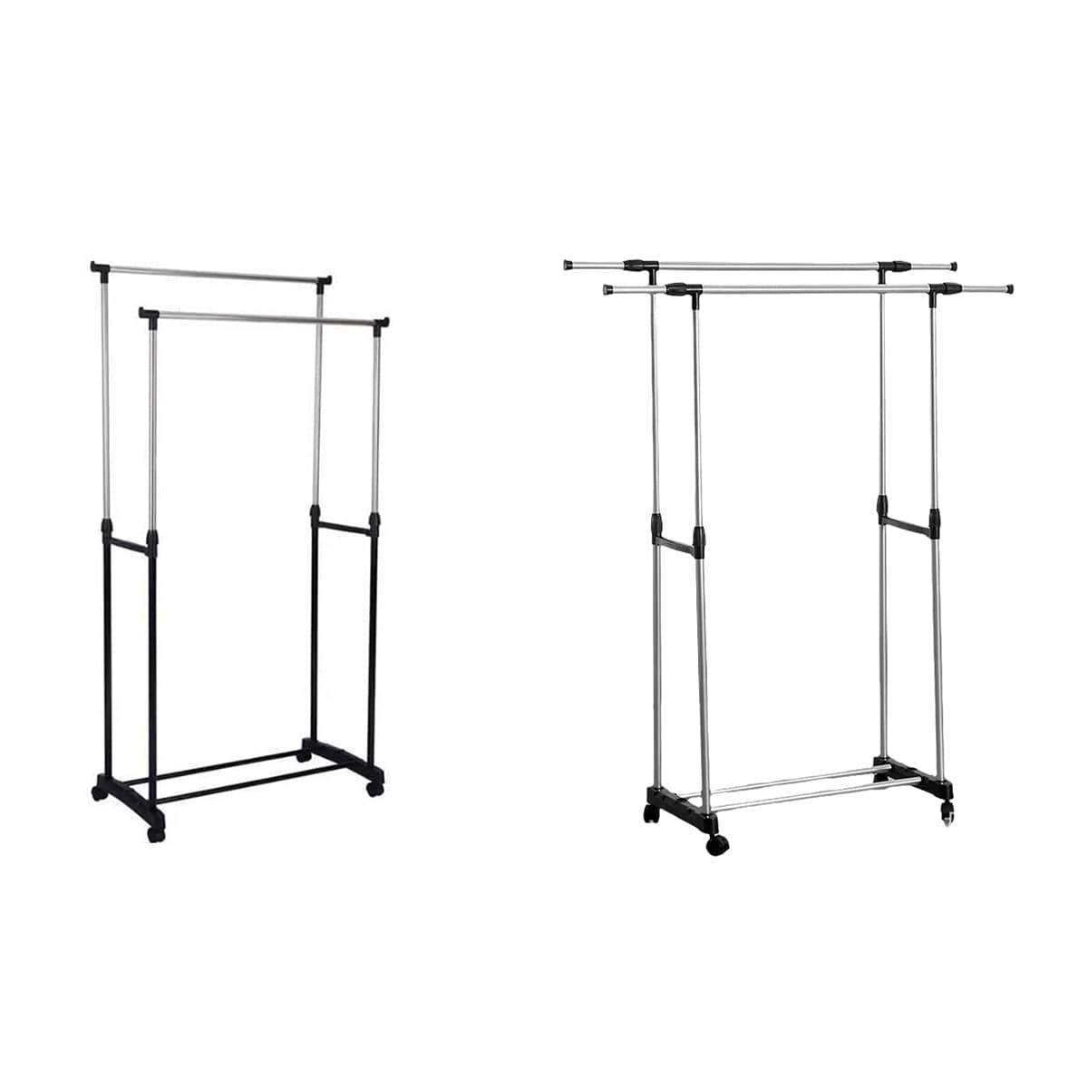Double Rail Clothes Drying Rack with Wheels, Stainless Steel - Retractable - view 3