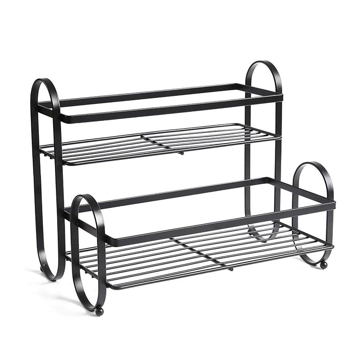 Double Shelf Storage Organiser, Carbon Steel - Black