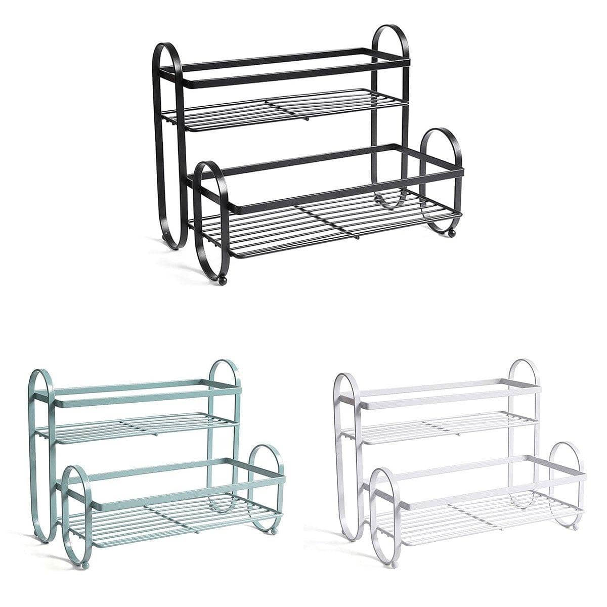 Double Shelf Storage Organiser, Carbon Steel - Black - view 3