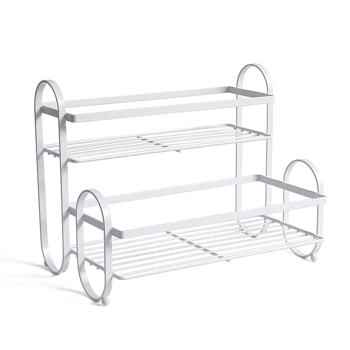 Double Shelf Storage Organiser, Carbon Steel - White