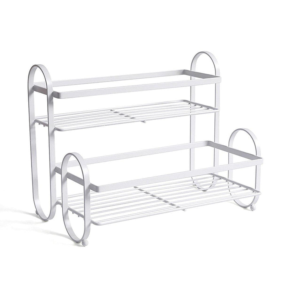 Double Shelf Storage Organiser, Carbon Steel - White