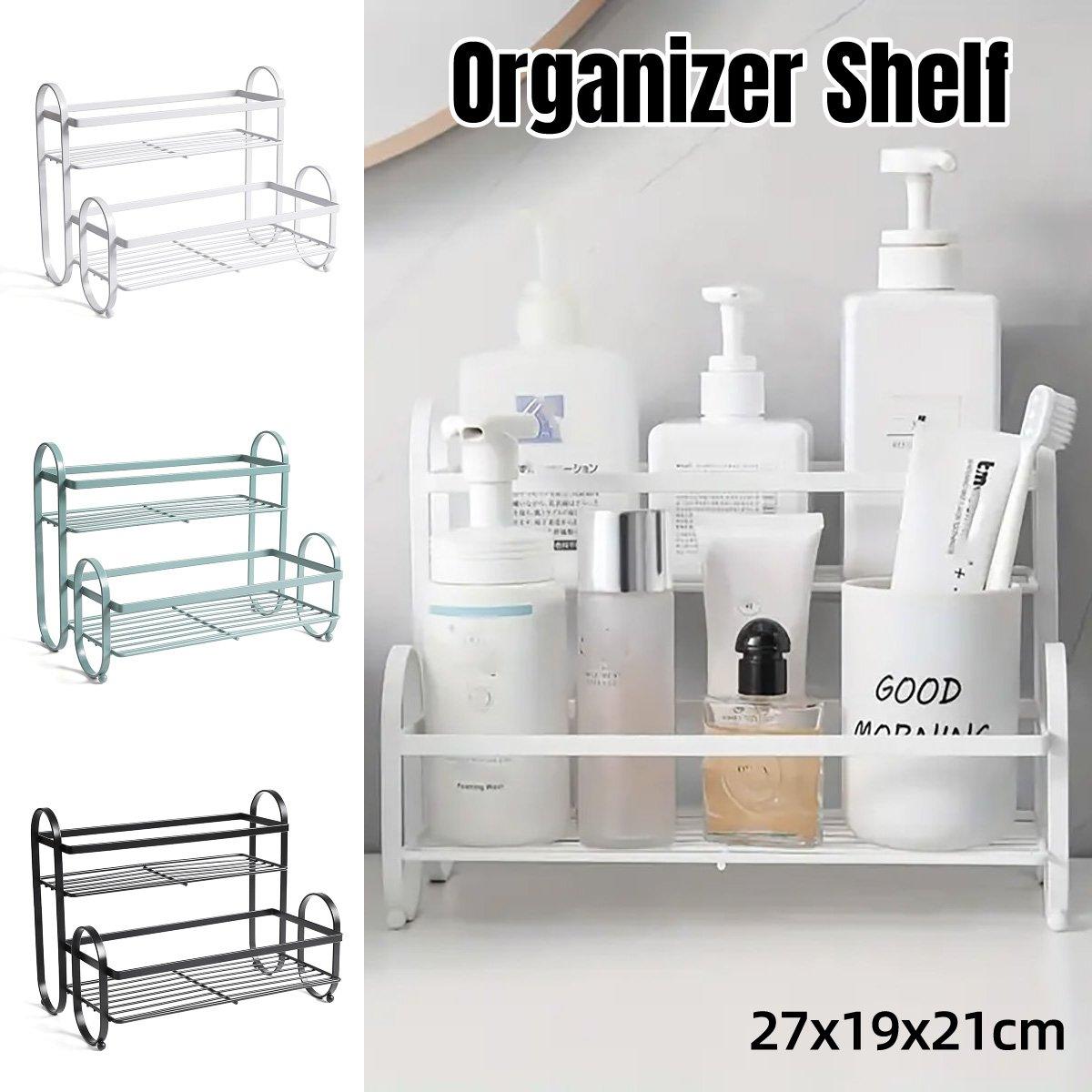 Double Shelf Storage Organiser, Carbon Steel - White - view 2