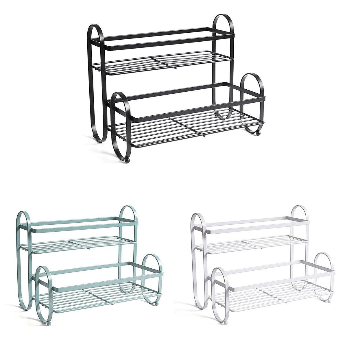 Double Shelf Storage Organiser, Carbon Steel - White - view 3