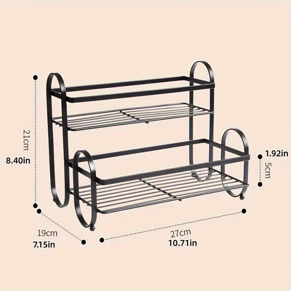 Double Shelf Storage Organiser, Carbon Steel - White - view 4