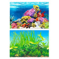 Double-Sided Aquarium Background Poster - Coral Reef and Bright Green Plants, 50 x 82 cm