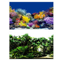 Double-Sided Aquarium Background Poster - Deep Blue Coral Reef and Dark Green Plants, 50 x 82 cm