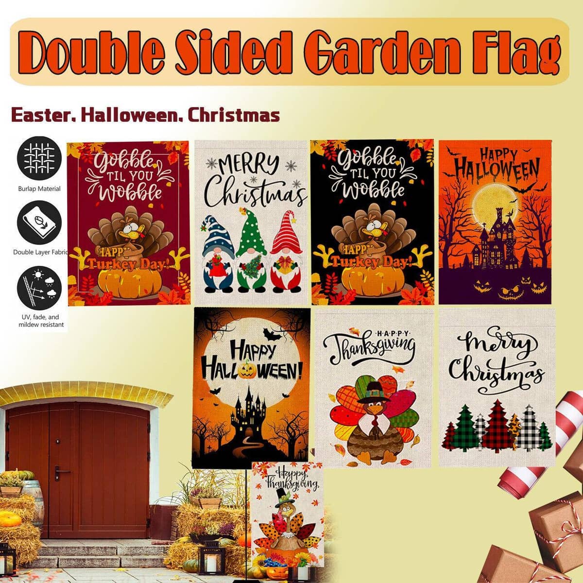 Double Sided Garden Flag 30x45cm, Weatherproof Outdoor Yard Flag - Christmas6 - view 2