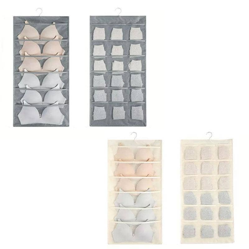 Double Sided Hanging Storage Organiser for Underwear, Bras and Socks - Beige - view 3