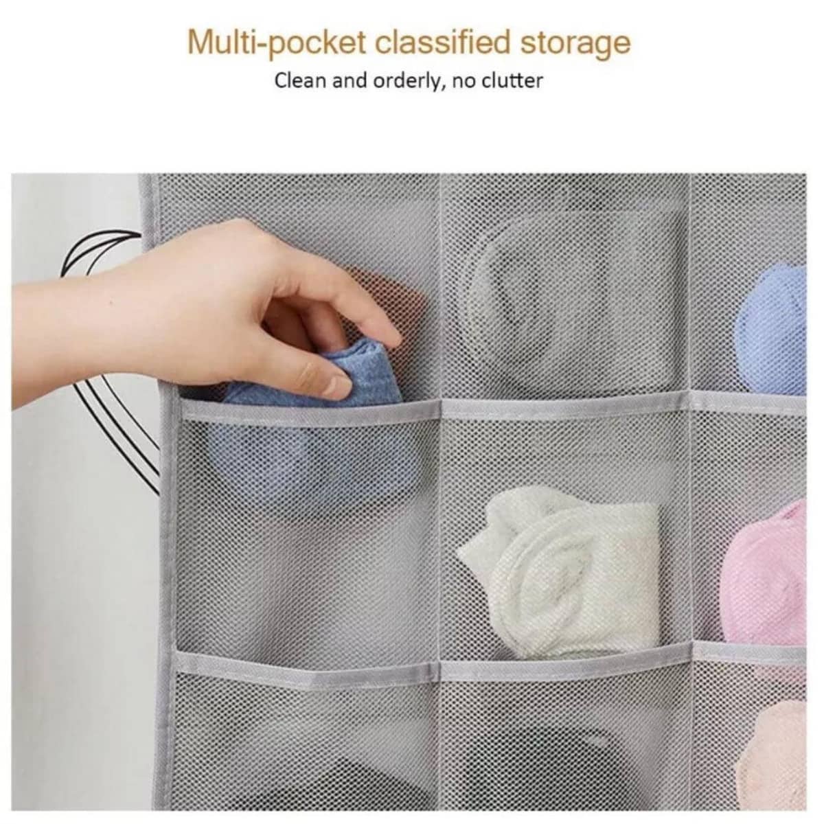 Double Sided Hanging Storage Organiser for Underwear, Bras and Socks - Beige - view 5
