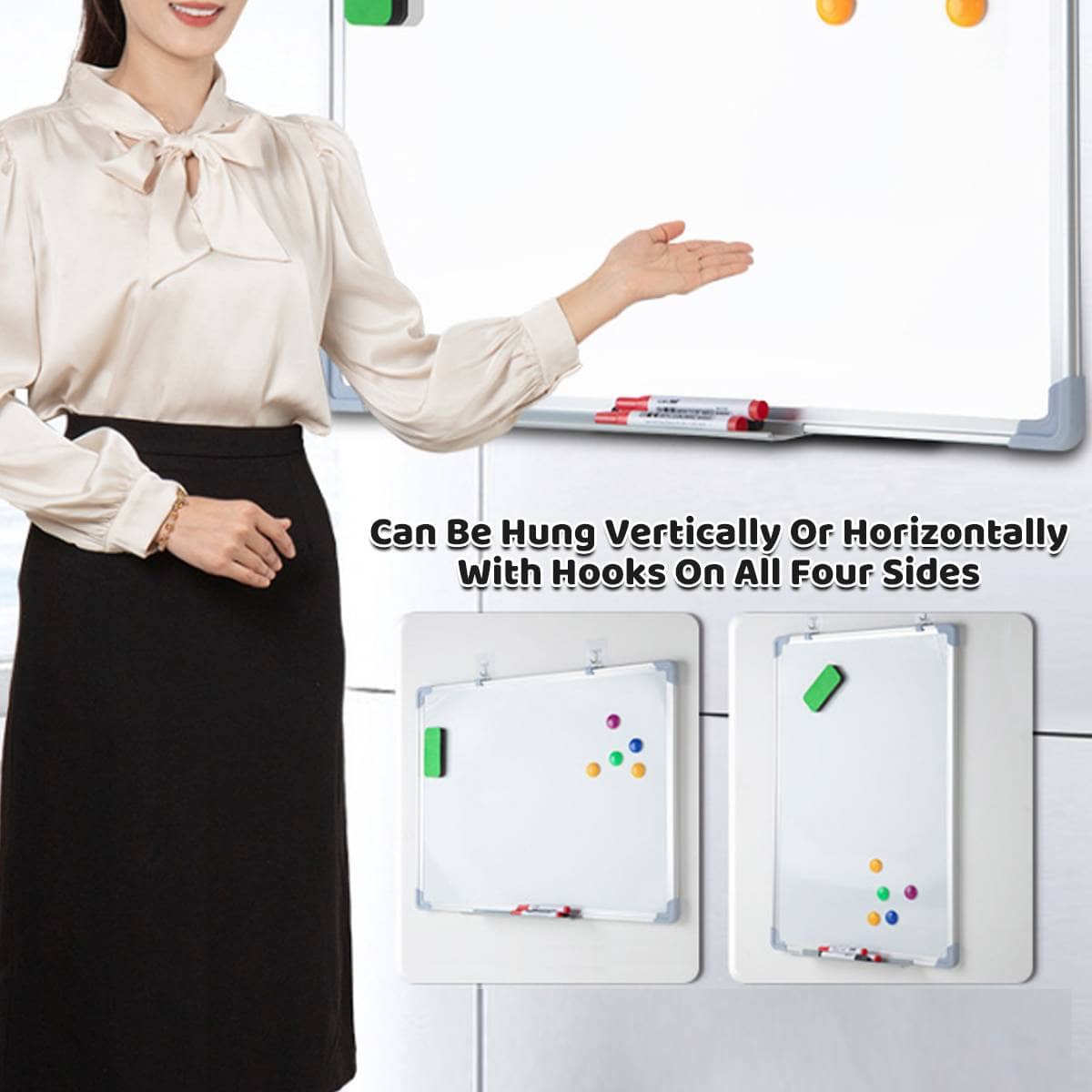 Double Sided Magnetic Whiteboard with Marker Tray - 60 x 90 cm - view 5