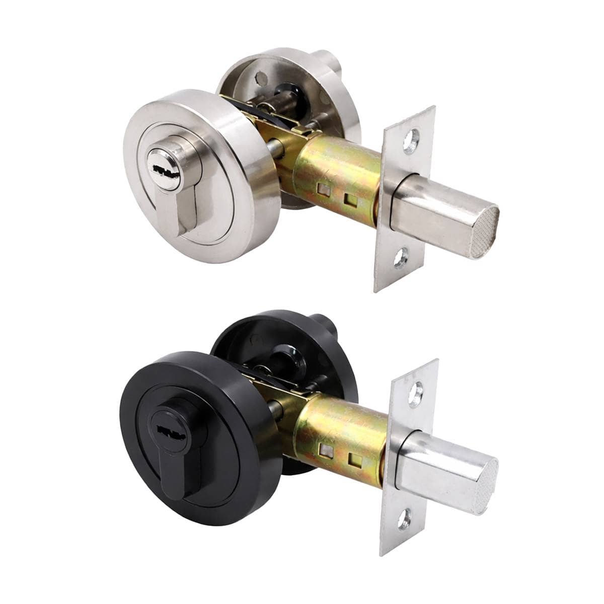 Double Sided Simple Door Lock with Brass Lock Core and Keys - Black - view 3