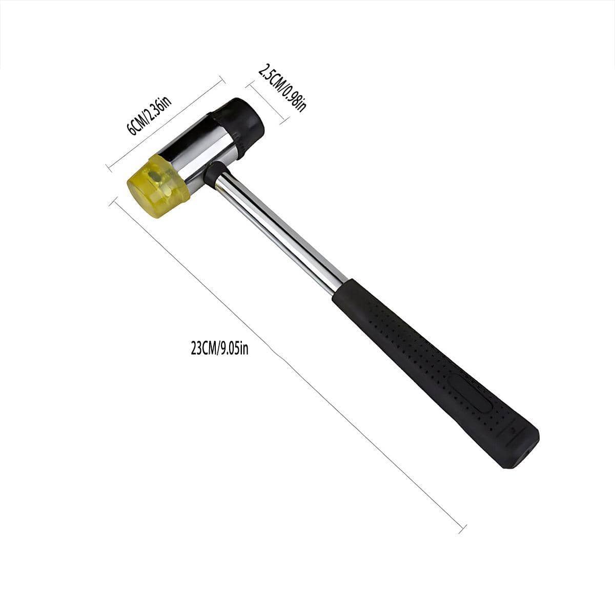 Double Sided Soft Face Rubber Mallet Hammer - Black and Clear Yellow, 23 x 6 cm - view 3