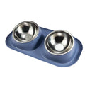 Double Stainless Steel Cat and Dog Bowls with Raised Non-Slip Base - Purple