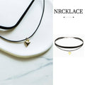 Double Triangle Pendant Necklace with Black Leather Rope