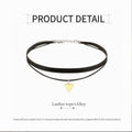 Double Triangle Pendant Necklace with Black Leather Rope - view 3