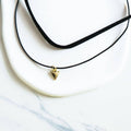 Double Triangle Pendant Necklace with Black Leather Rope - view 4