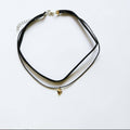 Double Triangle Pendant Necklace with Black Leather Rope - view 5