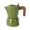 Double Valve Moka Pot Italian Espresso Maker Aluminium Green Wood Handle - view 2