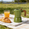 Double Valve Moka Pot Italian Espresso Maker Aluminium Green Wood Handle - view 5