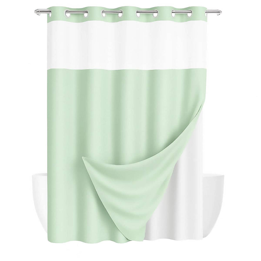 Double Waffle Waterproof Shower Curtain, Mildew Resistant - Green