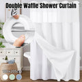 Double Waffle Waterproof Shower Curtain, Mildew Resistant - Green - view 2