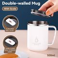 Double Walled Stainless Steel Insulated Mug 500 ml, Leak and Spill Proof for Hot and Cold Drinks