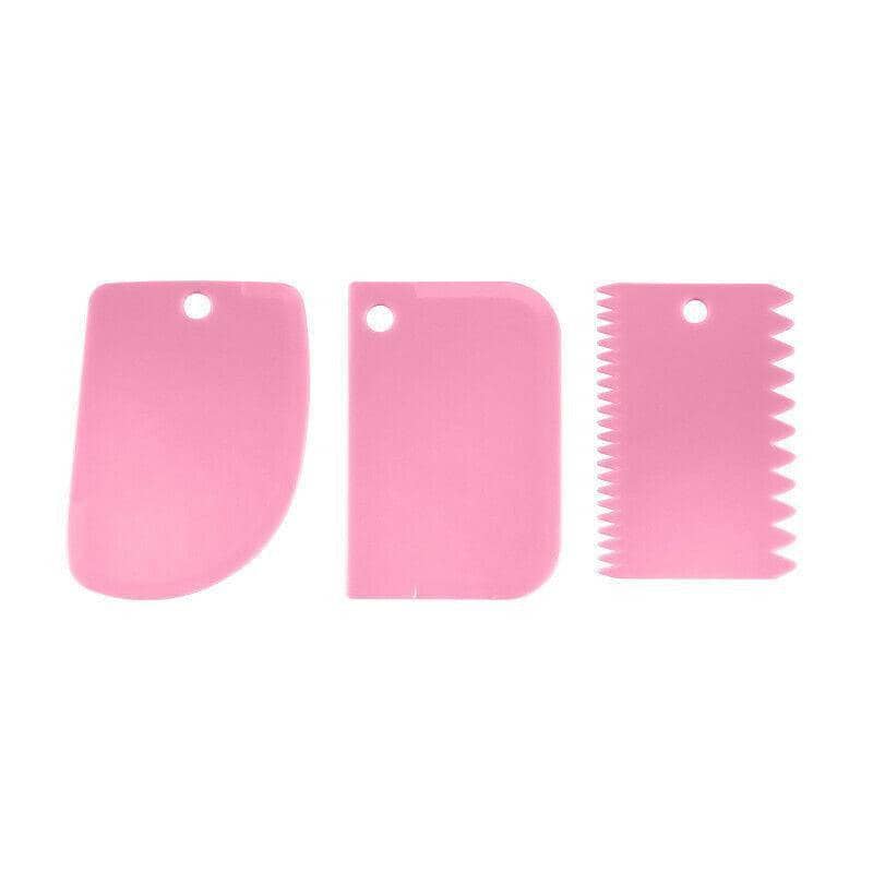 Dough Cutter and Icing Scraper, Set of 3 - Pink