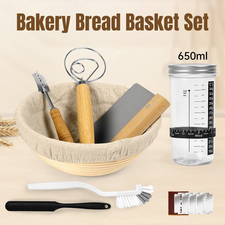 Dough Fermentation Basket Set - Rattan Bread Proofing Basket with Baking Tools