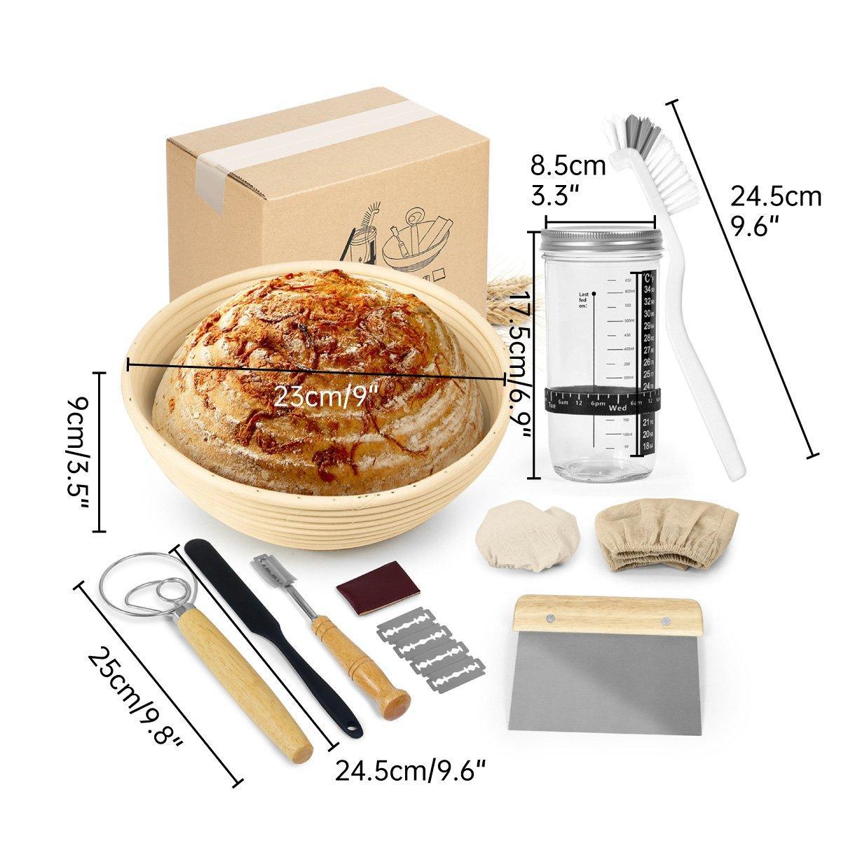 Dough Fermentation Basket Set - Rattan Bread Proofing Basket with Baking Tools - view 3