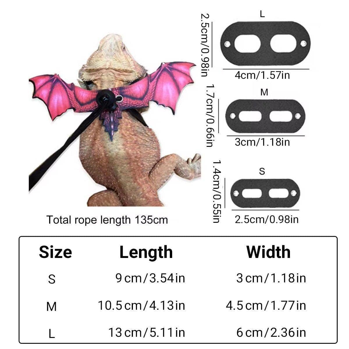 Dragon Wings Reptile Harness with Leash - Orange - view 5